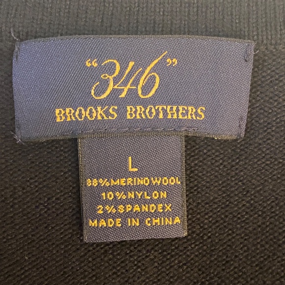 346 Brooks Brothers Men's Black Merino Wool V-Neck Sweater Size Large - Picture 6 of 11